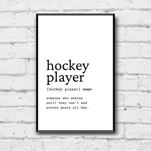 Hockey Player Definition Wall Art Hockey Player Home Decor Etsy