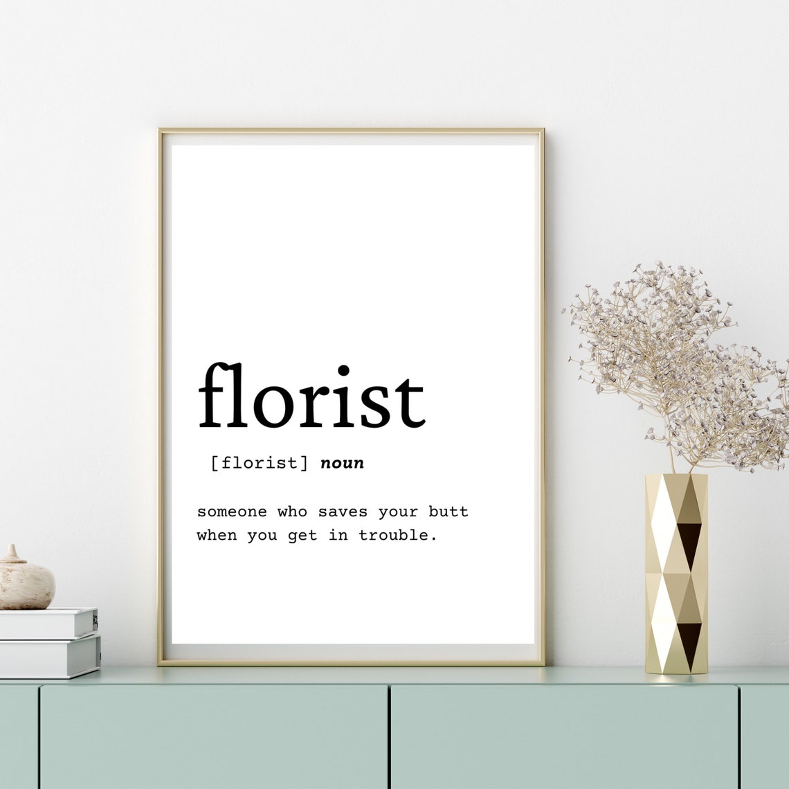 Florist Definition Wall Art Gift for Florist Florist Digital Etsy