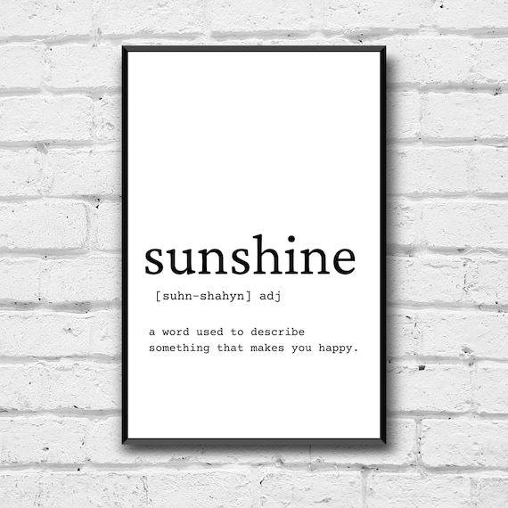 Sunshine Definition Wall Art Sunshine Home Decor Sunshine Etsy