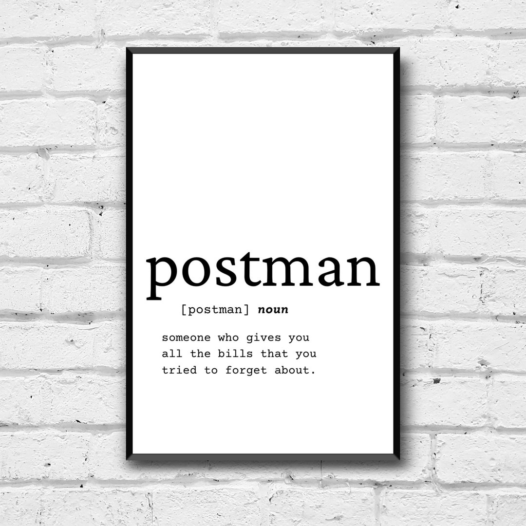 Postman Definition Wall Art, Postman Gift Idea, Postman Digital Print ...