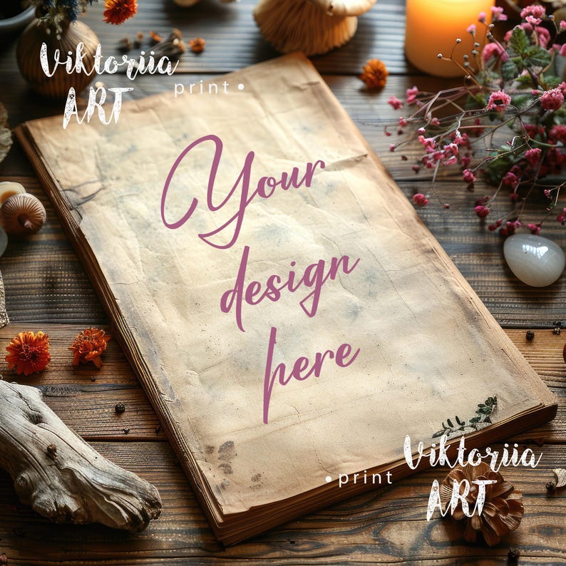 Rustic Notebook Style Open Notebook Mockup, Rustic Style, Flat Lay Mock Up, Witchy Mockups - Etsy