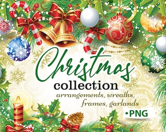 Christmas PNG clipart, Christmas border, Christmas banner, Christmas frame, garland, PNG CLIPART