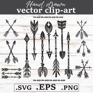 Arrows Clipart Bundle SVG PNG EPS | Color and Black & White Designs | Ethnic Tribal