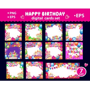Happy Birthday digitale Karten, Party Dekor, Geburtstag Clipart, Happy Birthday PNG, EPS