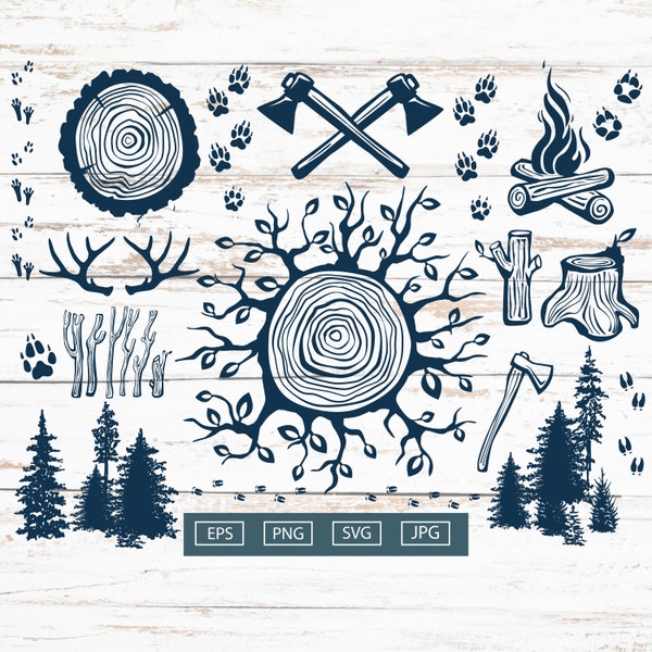 Trendy hipster lumberjack CLIPART set,  Wanderlust Logos