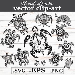 Schildkröte Clipart Bundle SVG PNG EPS | | Hawaiianische Honu Schildkröte Digitale Dateien