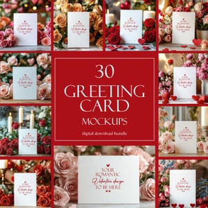 Mockup di biglietto di San Valentino, Mockup di invito alla festa, Modello di biglietto bianco vuoto, Mockup di biglietto di auguri