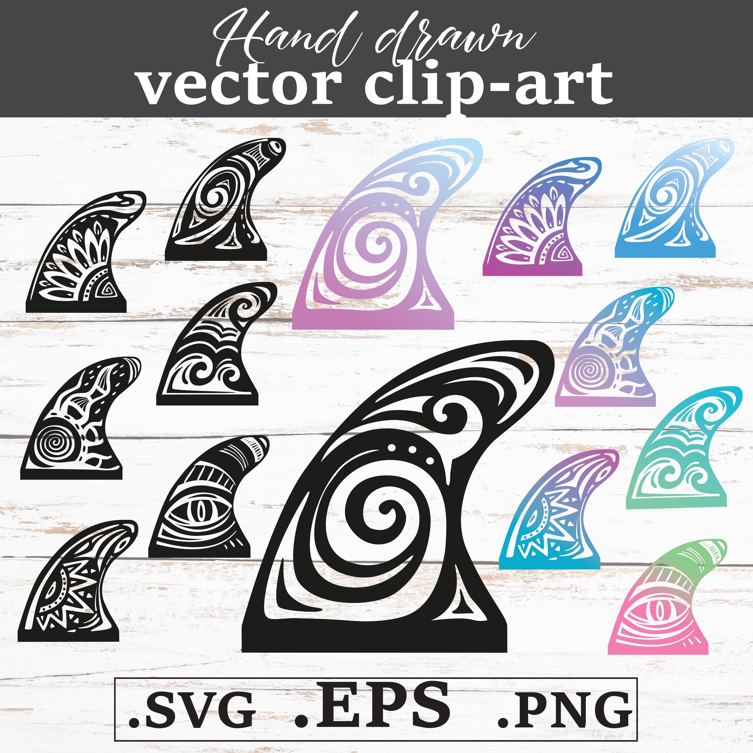 Fin Designs Surfboard Fin Clipart Bundle SVG PNG EPS | Polynesian Tattoo Style ...