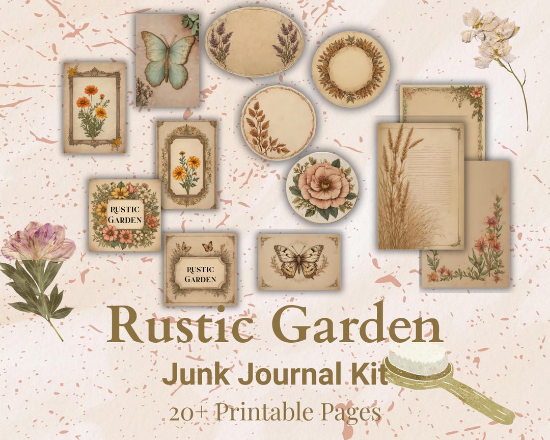 Rustic Garden Junk Journal Kit – Cottagecore Botanical Ephemera ...