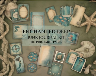 Mermaid Junk Journal Kit: Ocean-Themed Ephemera (Digital Download)