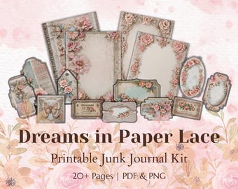 Shabby Chic Junk Journal Kit Printable | Fairy Tale Ephemera, Vintage Journal Pages