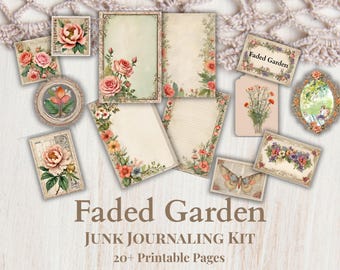 Faded Garden Junk Journal Kit | Vintage Floral Ephemera (Printable)