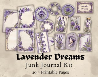 Kit de journal indésirable Lavender Dreams – Éphémères shabby chic (téléchargement numérique)