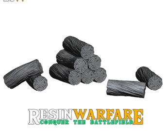 Log Pile and Logs, Resources and Ammo, Scenery, Decoration for Dioramas <5 Pieces>
