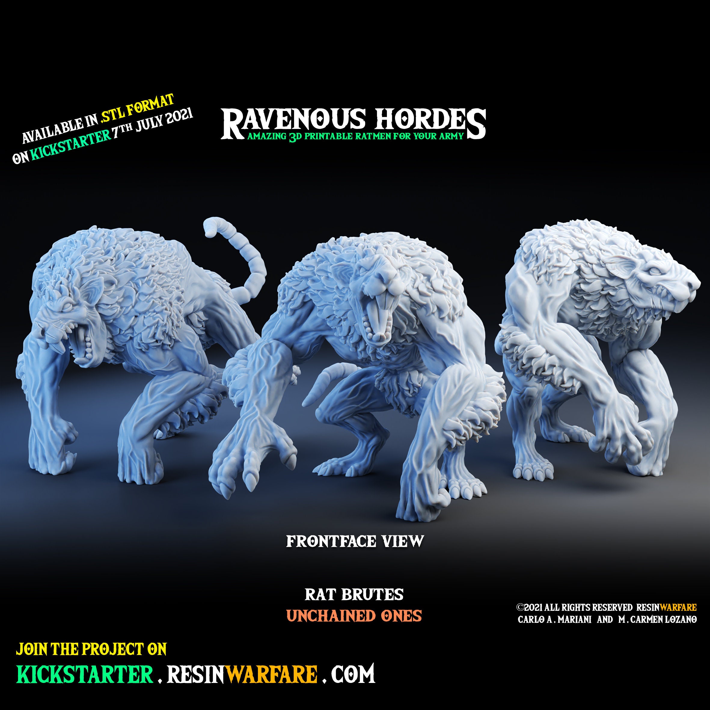 Ravenous Hordes, Unchained Ones, Rat Brutes [PRICE x3 Miniatures]