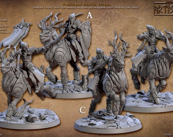 Goldhorn Cervid Riders, Knights, Noble Alfar, D&D, RPG