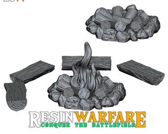 Bonfire and Log Seats, Resources and Ammo, Scenery, Decoration for Dioramas <5 Pieces>