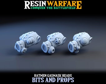 Ratmen Gasmask Heads for 28mm Heroic Miniatures [Pack of 10 Pieces]