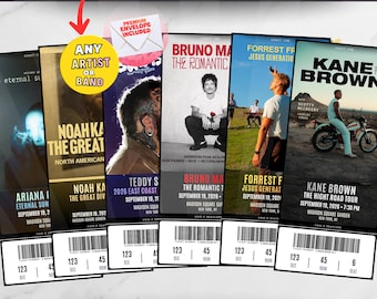 Physical Ticket Custom Personalized Laminated Concert Event Ticket Souvenir for Keepsake or Surprise Birthday Gift or Anniversary Gift