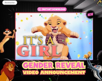 Video del Re Leone per la rivelazione del sesso del bambino - Annuncio di una bambina (Download immediato)