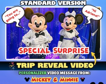 Personalized Surprise Trip Reveal Video, Custom Message from Mickey Mouse & Minnie for Magical Disney Trip