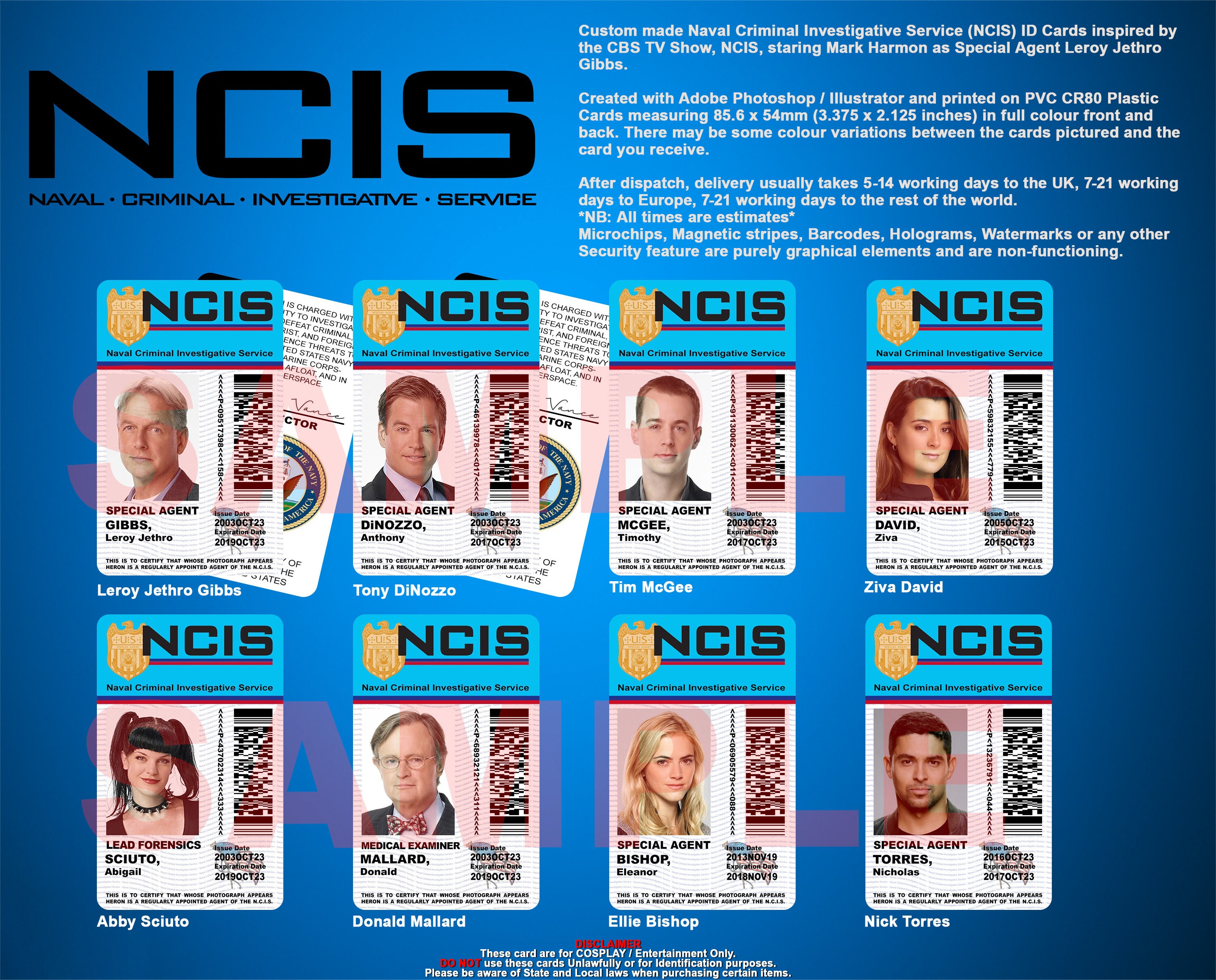 Novelty NCIS TV Show ID Badge Gibbs McGee DiNozzo Abby | Etsy