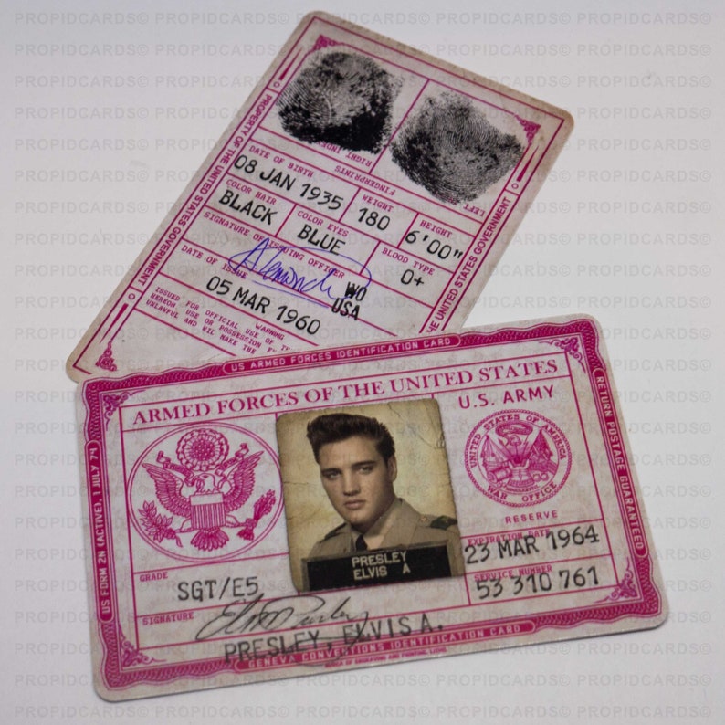 US ARMY Sergeant Elvis Presley Novelty Military ID Card Etsy