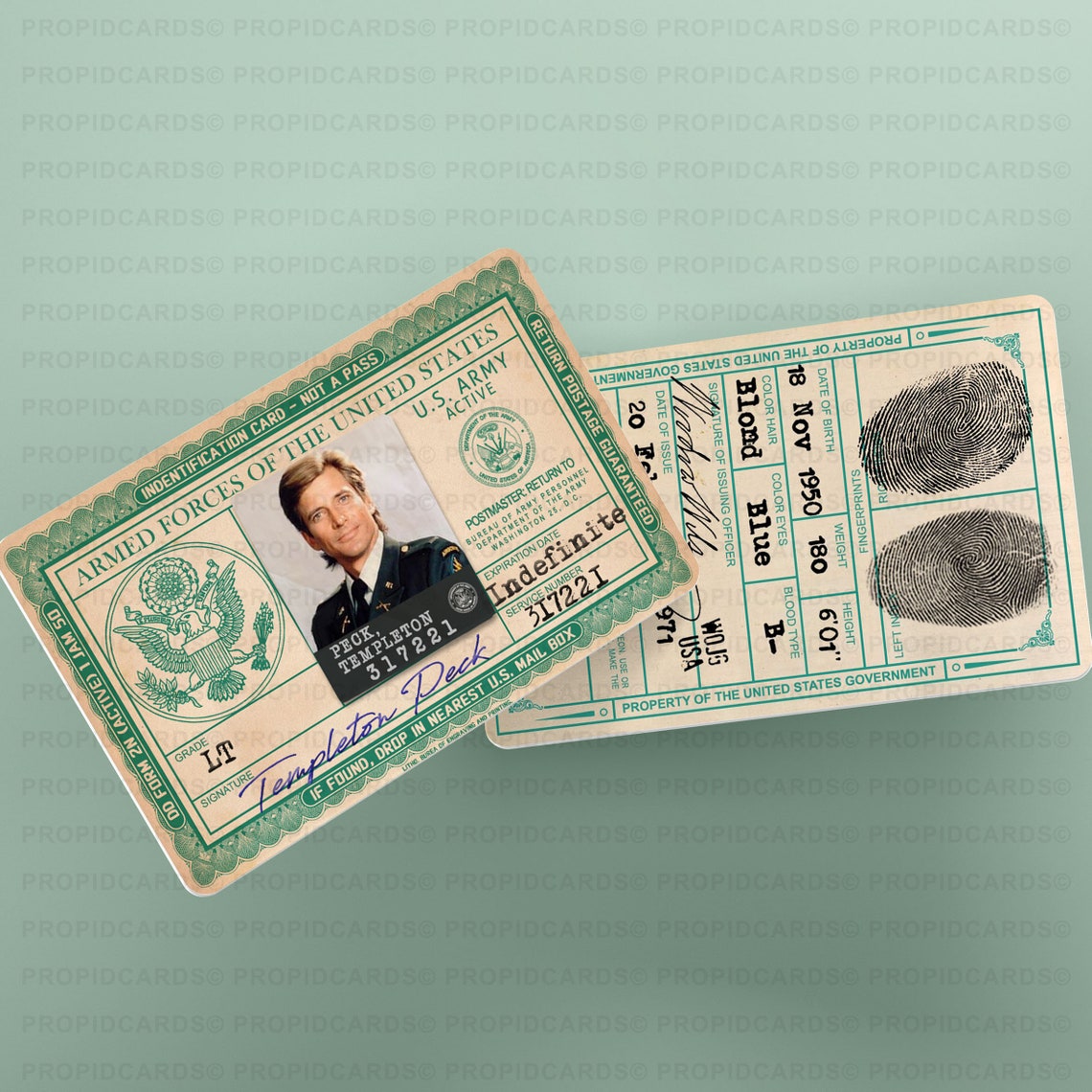 The ATeam Novelty Military ID Cards John Smith Templeton Etsy