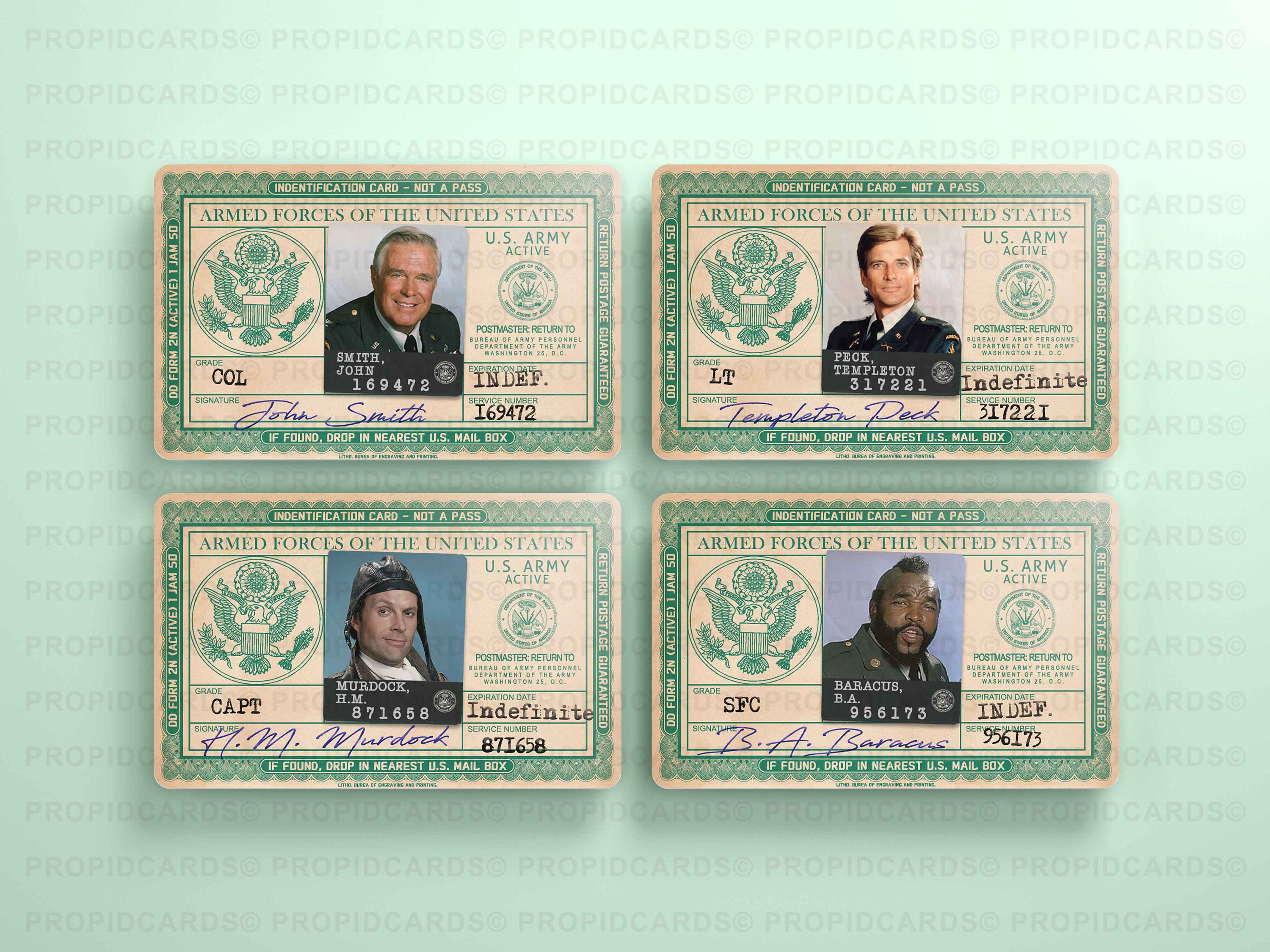 The Ateam Novelty Military ID Cards John Smith Templeton Etsy