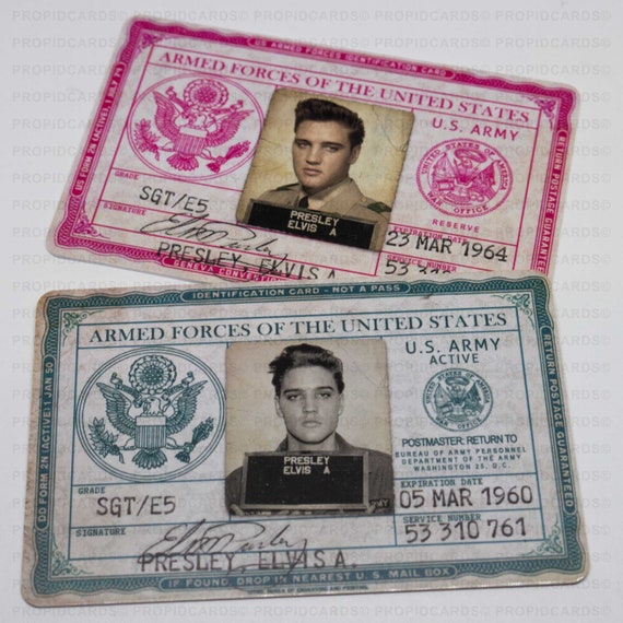 US ARMY Sergeant Elvis Presley Novelty Military ID Card Etsy
