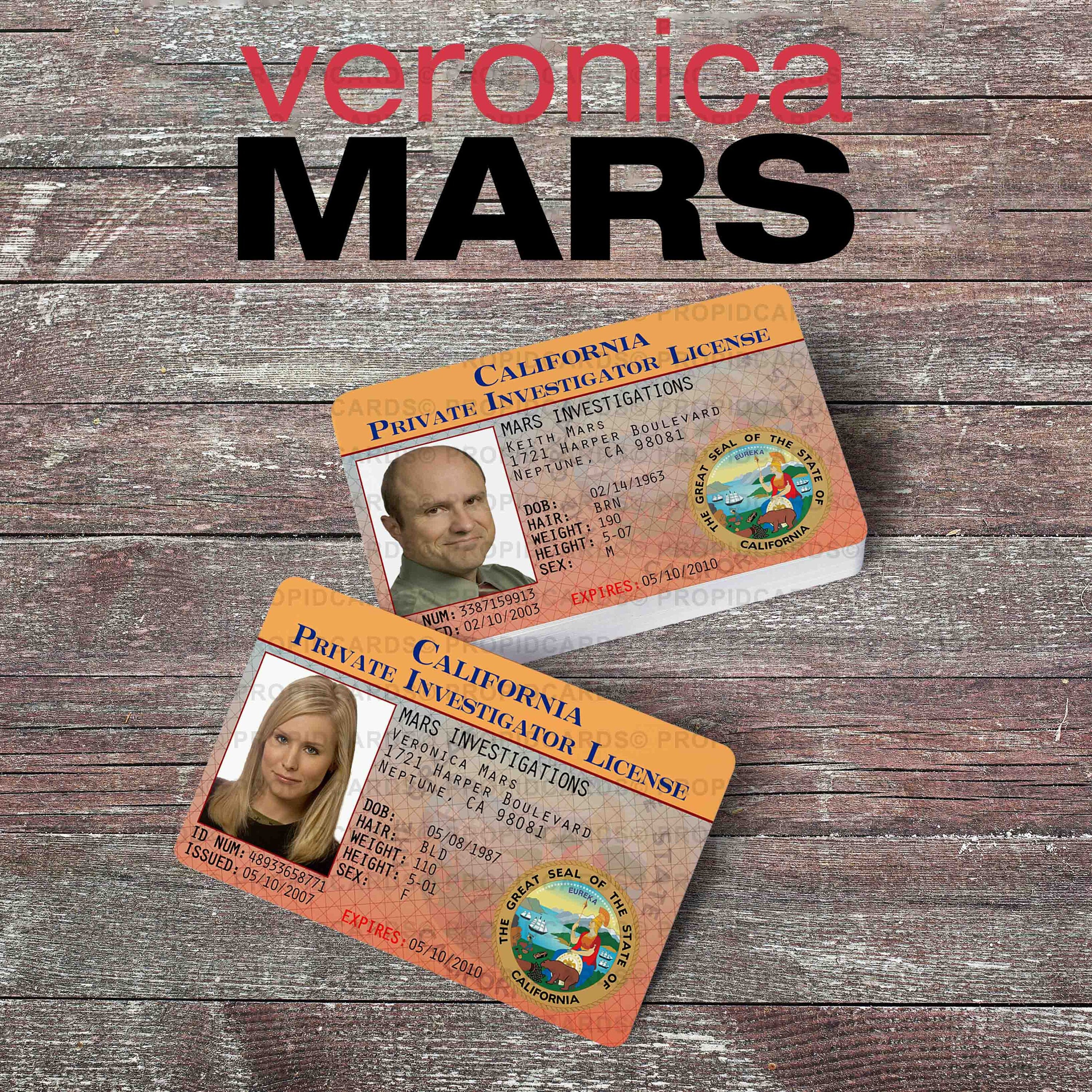 Veronica Mars Private Detective Card Mars Investigations Id Etsy