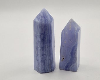 Hochwertige Blue Lace Achat-Turm: Kristallspitze