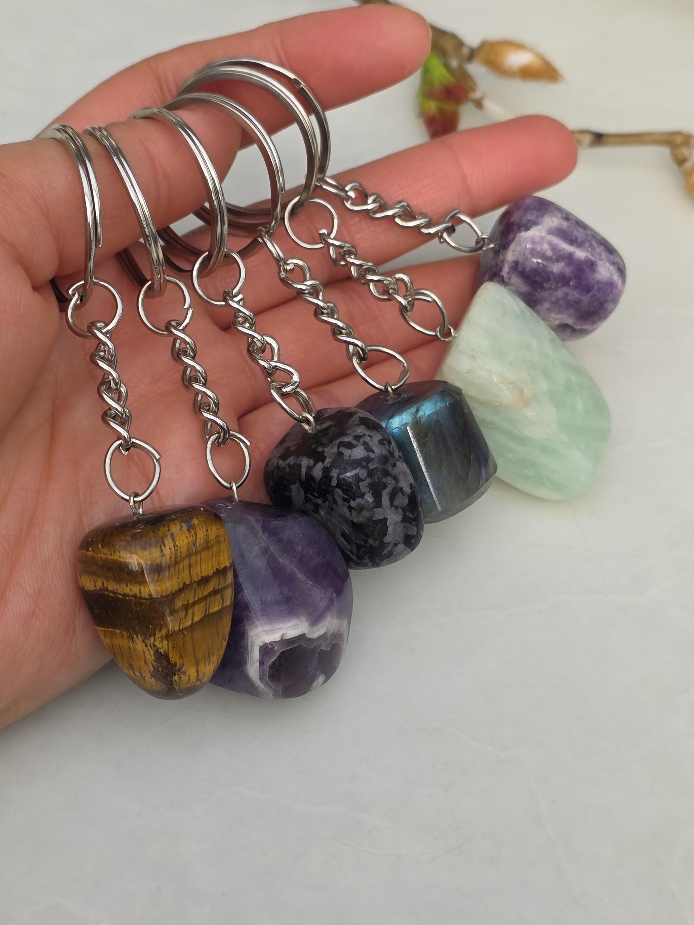Netted Crystal Key Rings Gemstone Keyrings, Crystal Key Chain - Etsy UK