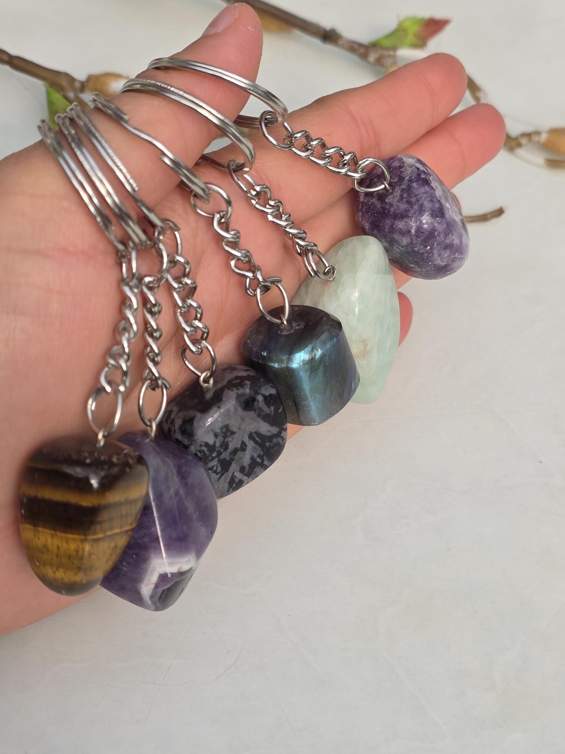 Gemstone Keyrings, Crystal Key Chain - Etsy UK