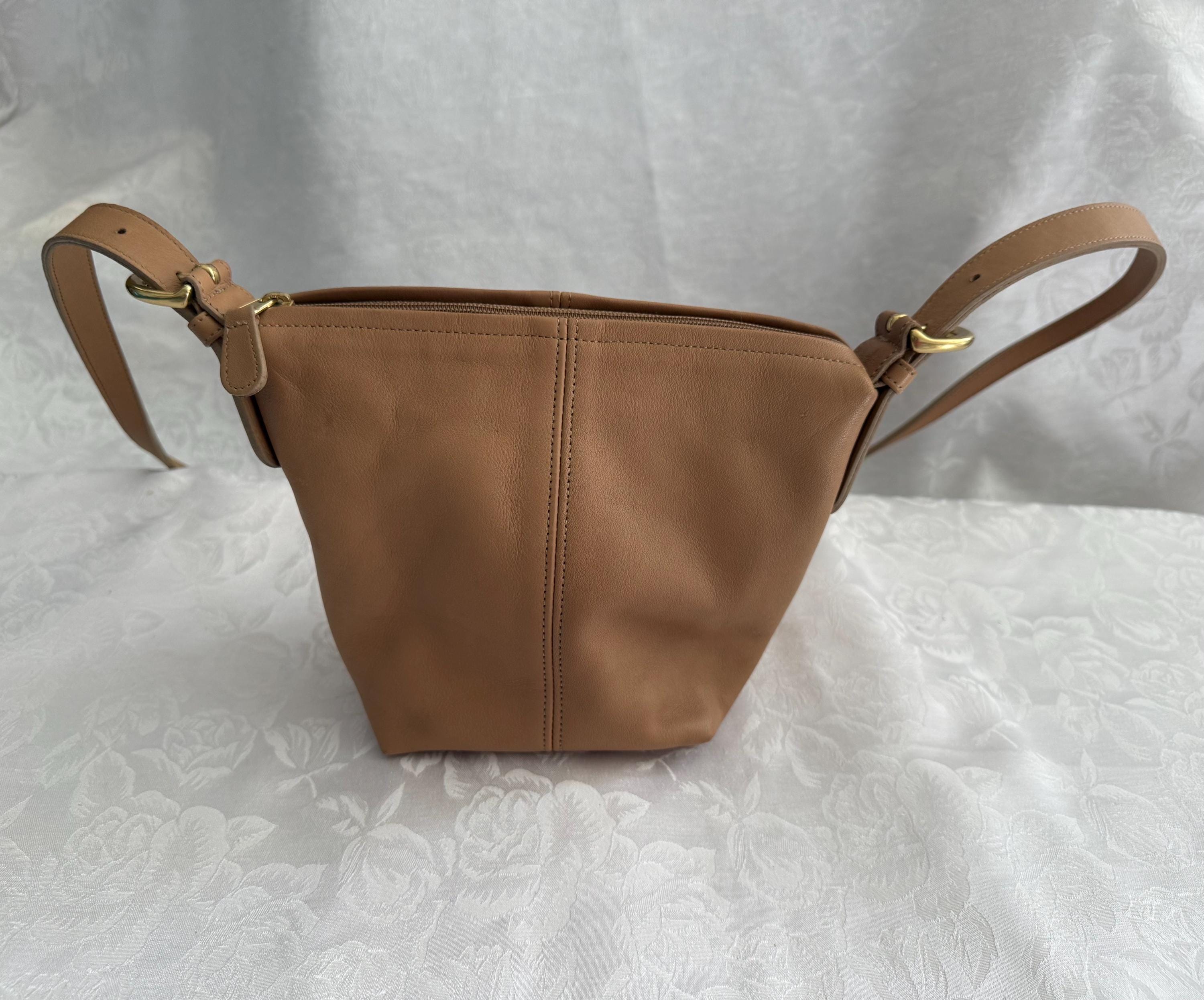 COACH Vintage McDougal Legacy Tan Leather Small Bucket Crossbody Bag