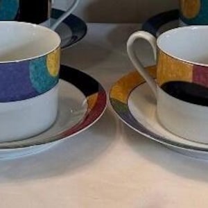 Mikasa Currents California Eén set van 4 kopjes en 4 schotels hi-tech porselein M5101