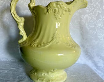 Vintage Porzellan Waschen Krug Keine Schüssel Hellgelb Keramik Handgemacht