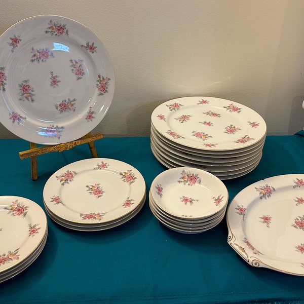 Occupied Japan NARUMI China "Roses" Dinner/Bread/Salad/Fruit/Platter INDIVIDUAL