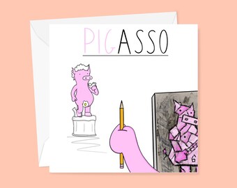 Pigasso Cute Animal Greetings Card