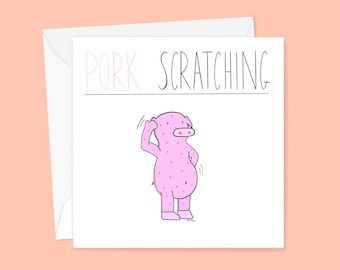 Pork Scratching Cute Animal Greetings Card