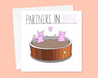 Cute Valentine's Day card - Partners in Brine Pig Greetings Card