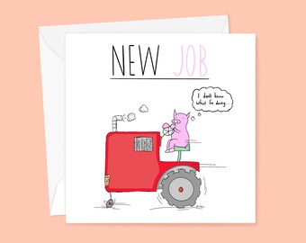 New Job Greetings Card/ handmade cute animal birthday card