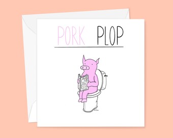 Pork Plop Cute Animal Greetings Card / Cute Pigs Birthday card