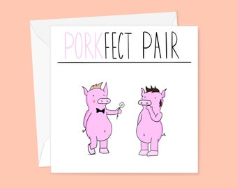 Porkfect Pair - cute couple valentines day card
