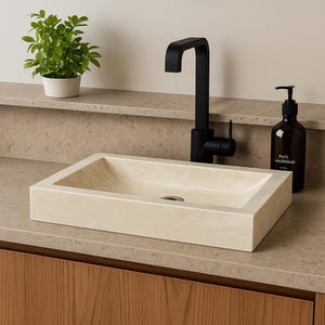 Handmade Travertine Marble Vessel Sink: Modern Rustic Bathroom Basin