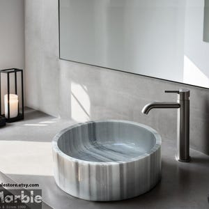 Marble Sink - Custom Marble Sink - Calacatta Viola Marble Sink, Elegant Bathroom Sink Wall Mount Marble Sink, Marble Bathroom Sink