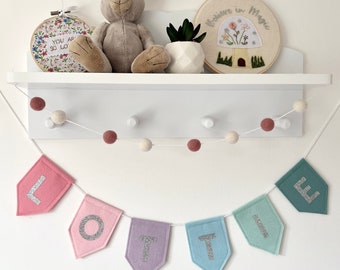 Personalised Custom Felt Glitter letters Bunting - Name Garland Bunting - Choose your flags - Kids room decor - Nursery, playroom, new baby