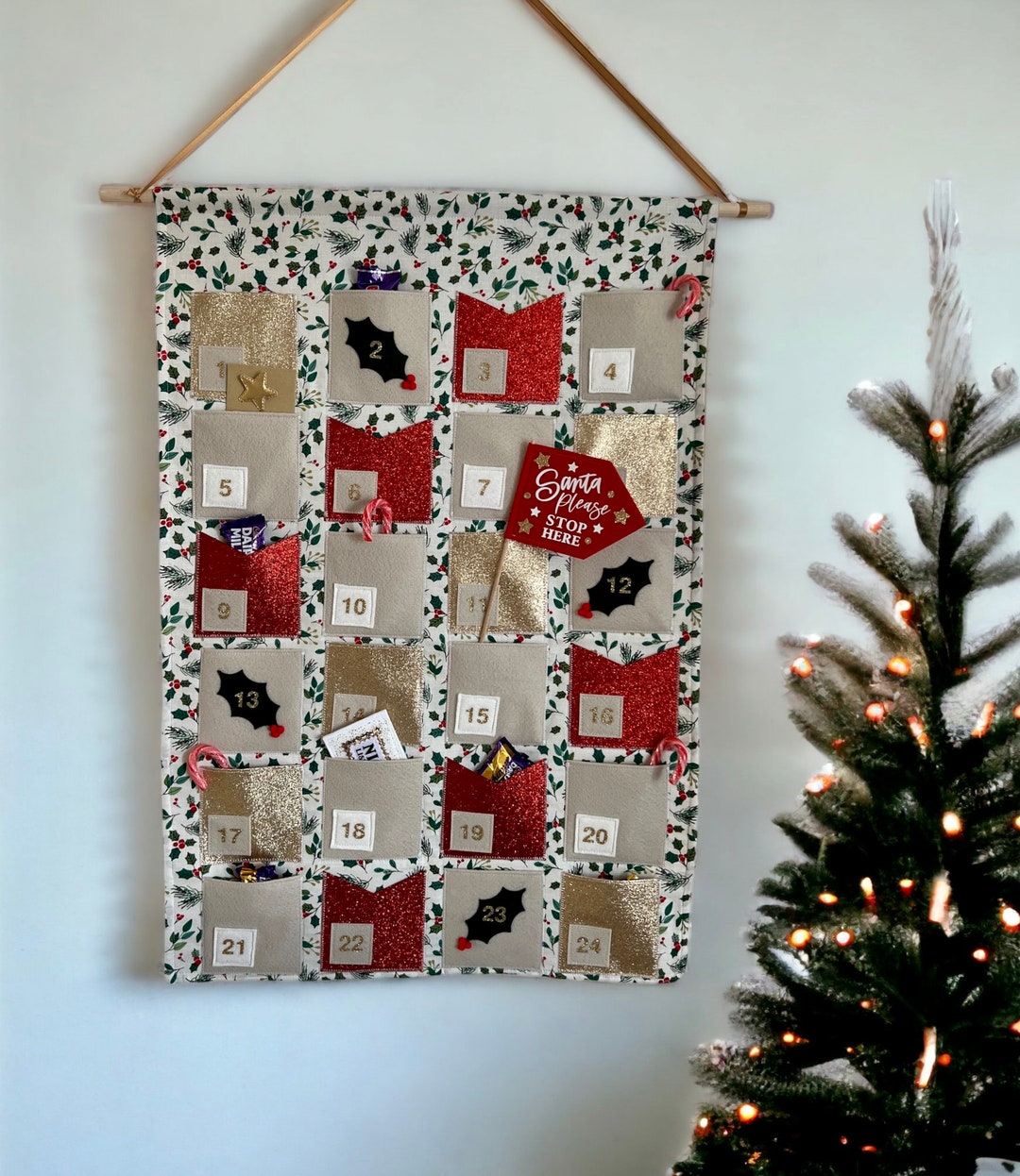 Luxury Christmas Advent Calendar Reusable Hanging Advent Etsy