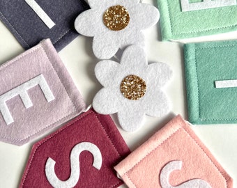 Personalised Custom Felt Rainbow Bunting - Name Garland Bunting - Choose your coloured flags - Kids room decor - Nursery, playroom, new baby