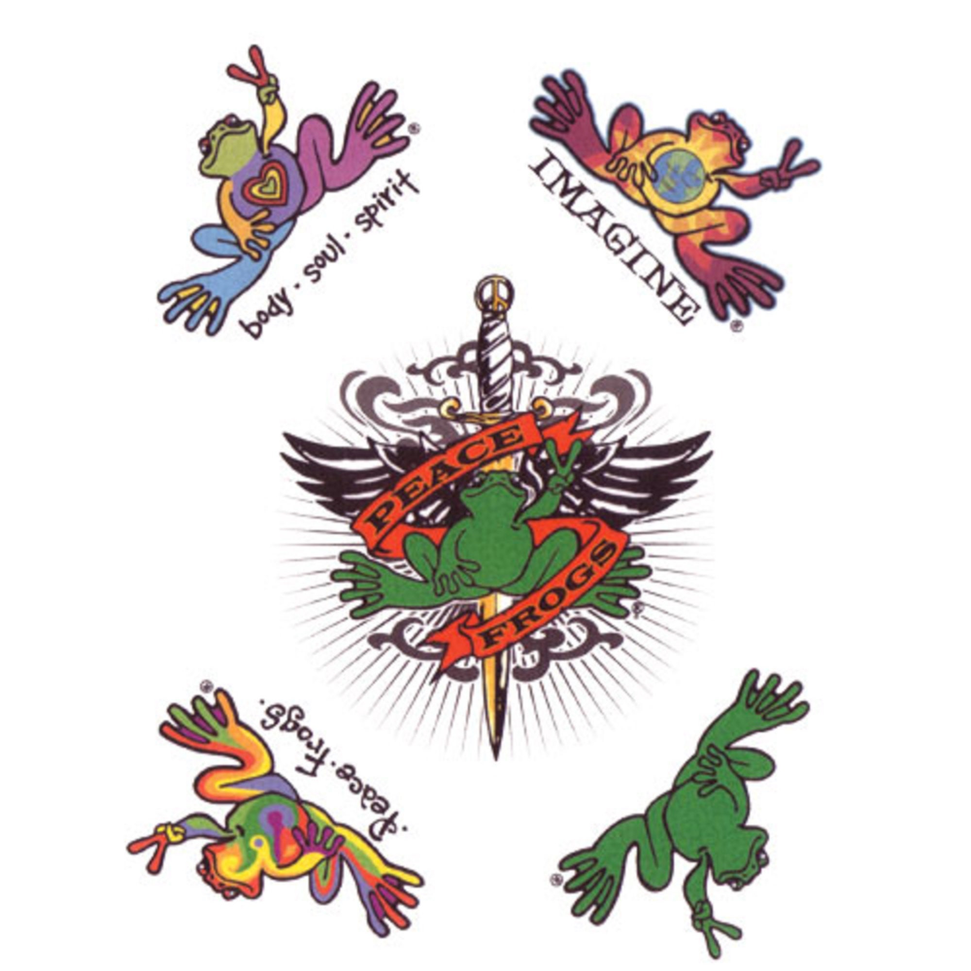 Peace Frogs Temporary Tattoos 1 hoja de 5 tatuajes | Etsy